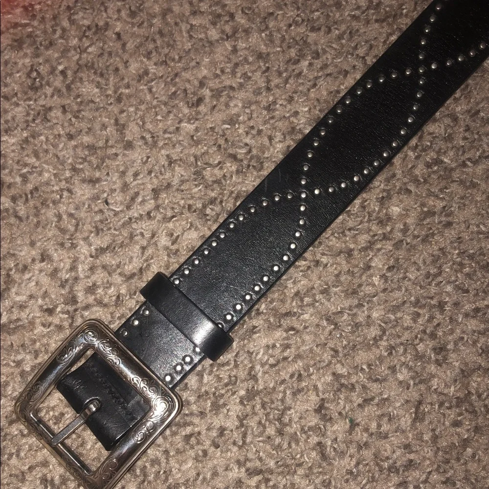 Brighton Women’s Black Jett Garrison Silver Buckle Studded Belt